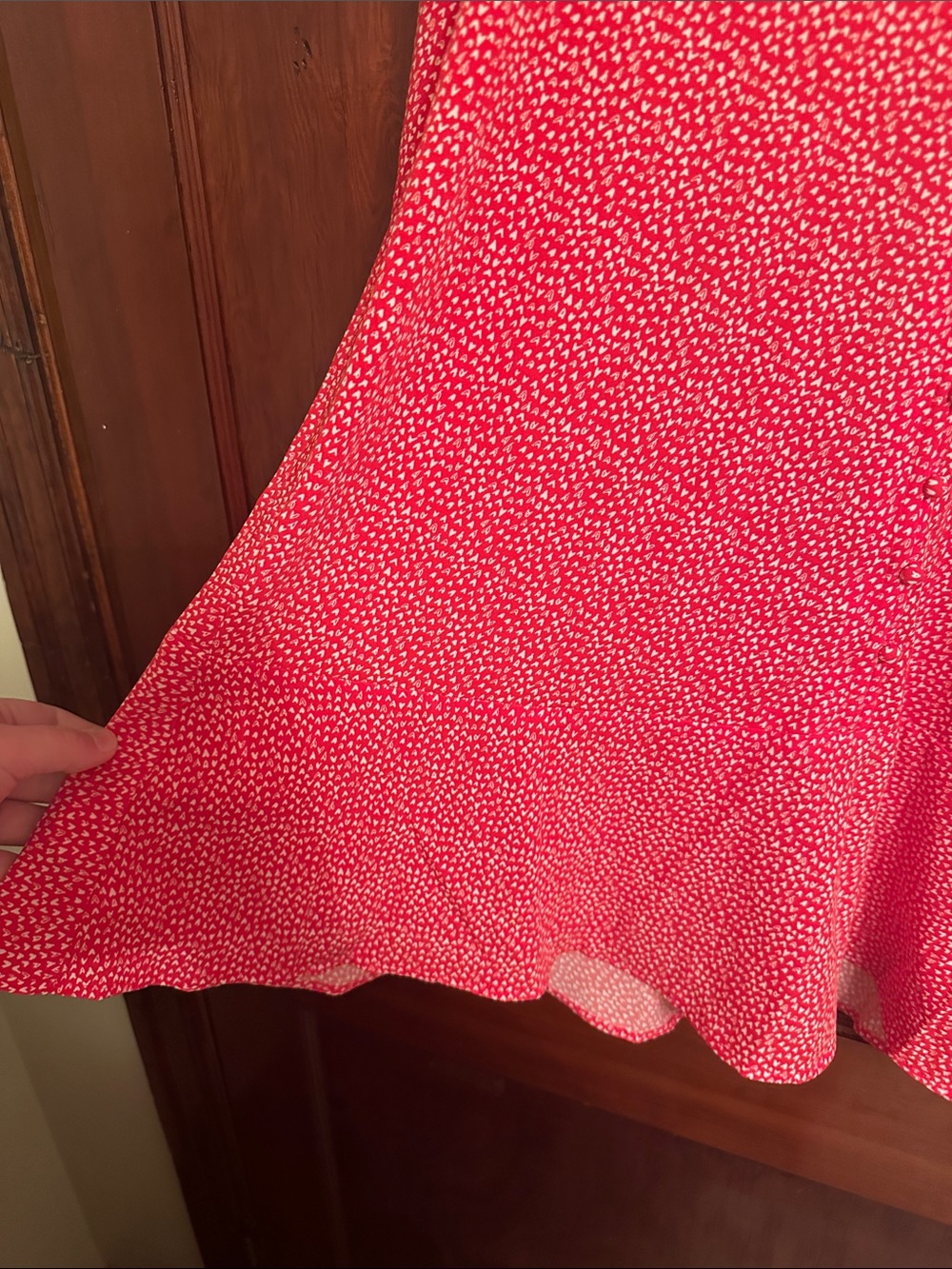 NWT LOFT Women’s Sz 10 Red and White Heart Print Button-Front Fit & Flare Dress - Picture 8 of 14